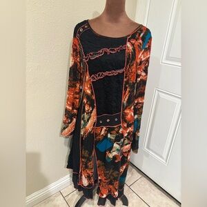 Multicolor Long Sleeve Dress
